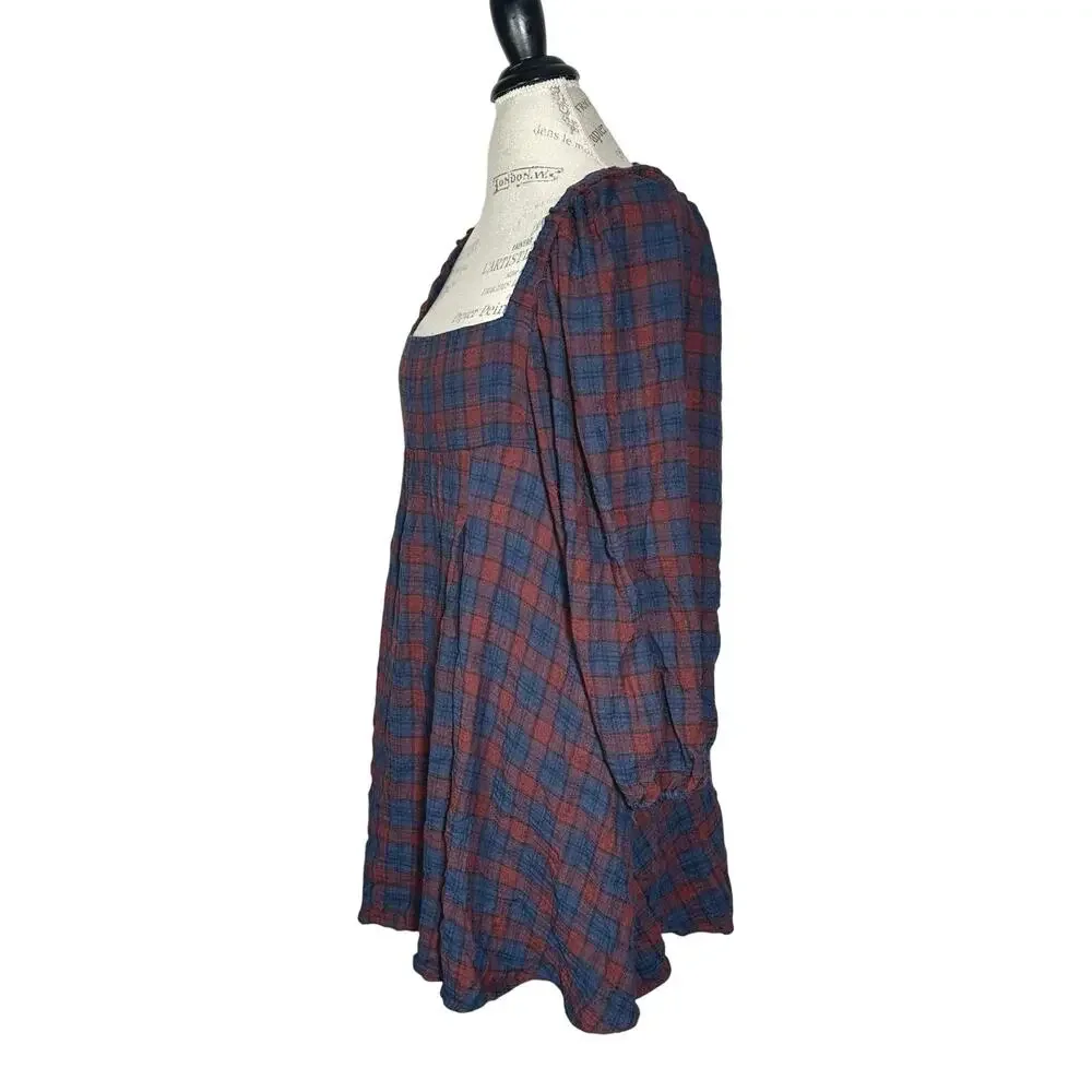 Urban Outfitters Blue and Rust Plaid Mini Dress